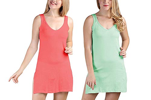 BLAZON Women's Cotton Hosiery Selfie Midi Slip Combo Pack of 2 (Available Sizes: XS, S, M, L, XL, 2XL, 3XL, 4XL, 5XL) - Old Rose, Pista