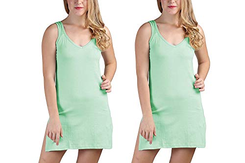 BLAZON Women's Cotton Hosiery Selfie Midi Slip Combo Pack of 2 (Colour: Pista Green, Size: 5XL, Length: 36in, Bust: 46in)