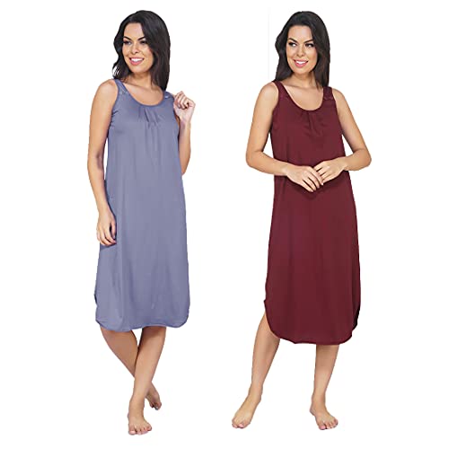 BLAZON Women's Cotton Hosiery Solid Maxi Nighty Slip (Pack of 2) Available Sizes: S, M, L, XL, 2XL, 3XL, 4XL, 5XL - Lavender, Tamarind