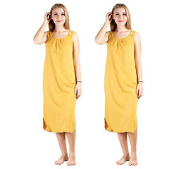 BLAZON Women's Cotton Hosiery Solid Maxi Nighty Slip (Pack of 2) Available Sizes: S, M, L, XL, 2XL, 3XL, 4XL, 5XL - Whiskey