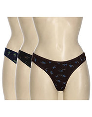 Blazon Women's Multicolor Printed Bikini Pack Of 3 ( Black, Brown, Navy Blue )