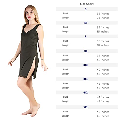 BLAZON Women's Cotton Hosiery Fairy Full Slip (Available Sizes: S, M, L, XL, 2XL, 3XL, 4XL, 5XL) - Martini Olive