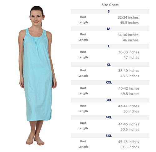 BLAZON Women's Cotton Nighty Slip - Set of 2 (Turquoise & White)