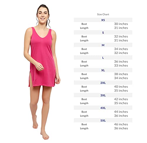 BLAZON Women's Cotton Hosiery Selfie Midi Slip Combo Pack of 2 (Available Sizes: XS, S, M, L, XL, 2XL, 3XL, 4XL, 5XL) - Dark Pink, White