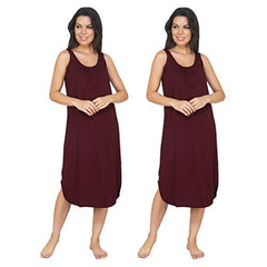 BLAZON Women's Cotton Hosiery Solid Maxi Nighty Slip (Pack of 2) Available Sizes: S, M, L, XL, 2XL, 3XL, 4XL, 5XL - Tamarind