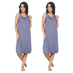 BLAZON Women's Cotton Hosiery Solid Maxi Nighty Slip (Pack of 2) Available Sizes: S, M, L, XL, 2XL, 3XL, 4XL, 5XL - Lavender