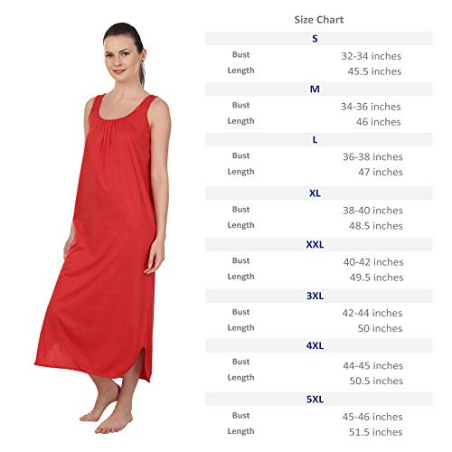 BLAZON Women's Cotton Hosiery Solid Maxi Nighty Slip (Pack of 2) Available Sizes: S, M, L, XL, 2XL, 3XL, 4XL, 5XL - Red, Royal Blue