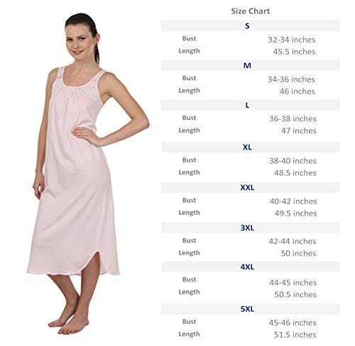 BLAZON Women's Cotton Solid Midi Slip Premium Dreams Nighty (Available Sizes: S, M, L, XL, 2XL, 3XL, 4XL, 5XL) - Baby Pink