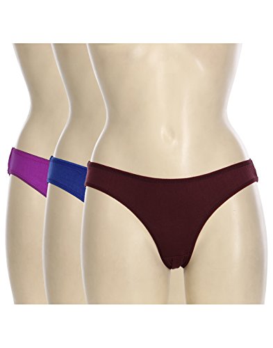 BLAZON Women's Multicolor Bikini 105 cm Pack of 3 (Kashmir Blue, Tamarind, Vivid Violet)