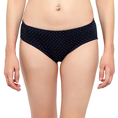 BLAZON Women's Hipster Printed Panty Pack of 3 (Navy Blue, Black, Brown)