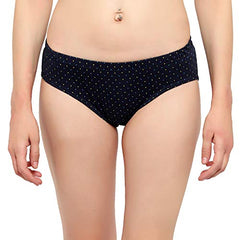 BLAZON Women's Hipster Printed Panty Pack of 3 (Navy Blue, Black, Brown)