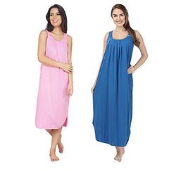 BLAZON Women's Cotton Hosiery Solid Maxi Nighty Slip (Pack of 2) Available Sizes: S, M, L, XL, 2XL, 3XL, 4XL, 5XL - Pink, Royal Blue