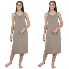 BLAZON Women's Cotton Hosiery Solid Maxi Nighty Slip (Pack of 2) Available Sizes: S, M, L, XL, 2XL, 3XL, 4XL, 5XL - Smoky Grey