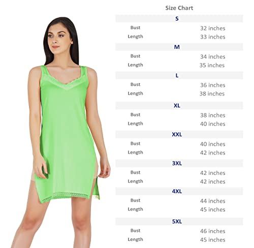 BLAZON Women's Cotton Hosiery Fairy Full Slip (Available Sizes: S, M, L, XL, 2XL, 3XL, 4XL, 5XL) - Pista / Green Apple