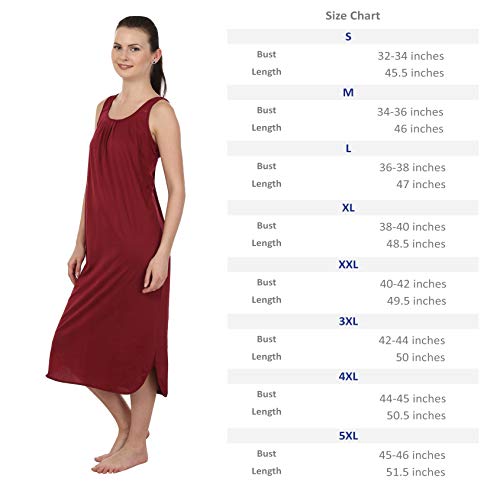 BLAZON Women's Cotton Hosiery Solid Maxi Nighty Slip (Pack of 2) Available Sizes: S, M, L, XL, 2XL, 3XL, 4XL, 5XL - Maroon