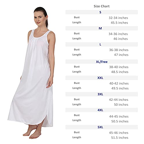 BLAZON Women's Cotton Hosiery Solid Maxi Nighty Slip (Pack of 2) Available Sizes: S, M, L, XL, 2XL, 3XL, 4XL, 5XL - White