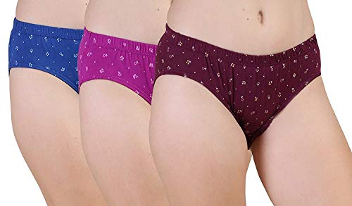 BLAZON Women's Mid Rise Hipster Soft Skin (Inner-Elastic) Panty | Floral Print | Combo Pack of 3 | Dark Base (Availabe Sizes: XS, S, M, L, XL, XXL, 3XL, 4XL, 5XL)