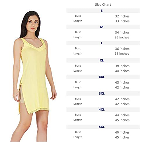 BLAZON Women's Cotton Hosiery Fairy Full Slip (Available Sizes: S, M, L, XL, 2XL, 3XL, 4XL, 5XL) - Dull Yellow/Khaki/Skin