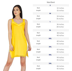 BLAZON Women's Cotton Hosiery Fairy Full Slip (Available Sizes: S, M, L, XL, 2XL, 3XL, 4XL, 5XL) - Yellow