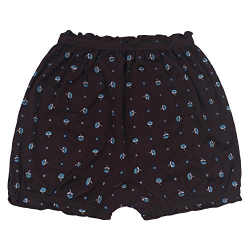 BLAZON Toddlers/Kids/Baby Girls Cotton Hosiery Bloomer Shorts Combo Pack of 3 Printed Dark Base Colour (Availabe Sizes: 45cm, 50cm, 55cm) - UMBEL (Black, Brown, Navy Blue)