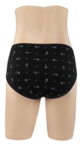 BLAZON Women's Hipster Printed Panty Pack of 3 (Black, Brown, Navy Blue)