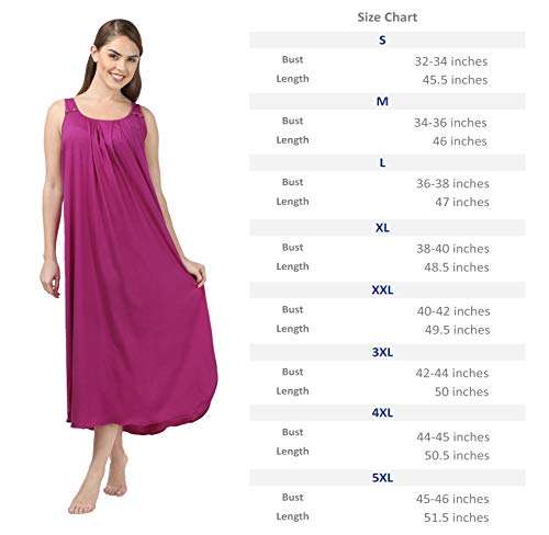 BLAZON Women's Cotton Hosiery Solid Maxi Nighty Slip (Pack of 2) Available Sizes: S, M, L, XL, 2XL, 3XL, 4XL, 5XL - Vivid Violet