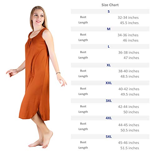 BLAZON Women's Cotton Solid Midi Slip Premium Dreams Nighty (Available Sizes: S, M, L, XL, 2XL, 3XL, 4XL, 5XL) - Brandy