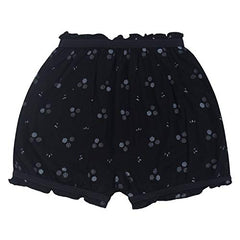 BLAZON Toddlers/Kids/Baby Girls Cotton Hosiery Bloomer Shorts Combo Pack of 3 Printed Dark Base Colour (Availabe Sizes: 45cm, 50cm, 55cm) - DAHLIA (Black, Brown, Navy Blue)