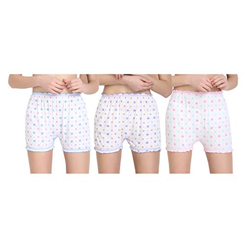 BLAZON Women's Cotton Hoisery Bloomers Floral Print Combo (Pack of 6) (Availabe Sizes: XS, S, M, L, XL, XXL, 3XL, 4XL, 5XL) - White
