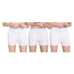 BLAZON Women's Cotton Hoisery Bloomers Floral Print Combo (Pack of 6) (Availabe Sizes: XS, S, M, L, XL, XXL, 3XL, 4XL, 5XL) - White