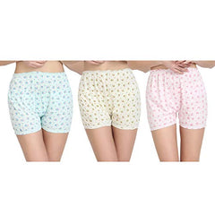 BLAZON Women's Cotton Hoisery Bloomers Floral Print Combo (Pack of 6) (Availabe Sizes: XS, S, M, L, XL, XXL, 3XL, 4XL, 5XL) - Baby Pink, Off White and Sea Green