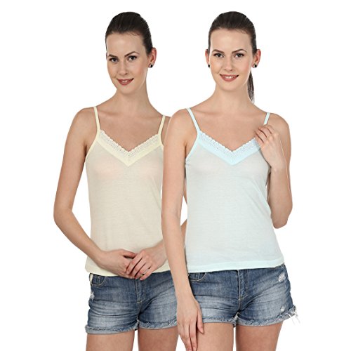 BLAZON Women's Camisole Set of 2 (Skin, Sea Green)