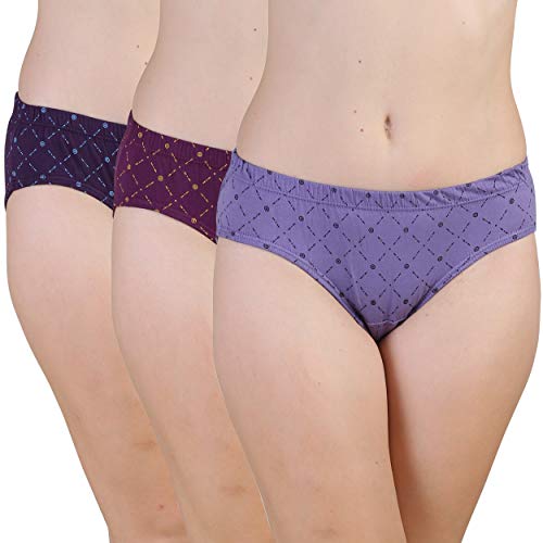 BLAZON Women's Mid Rise Hipster Soft Skin (Inner-Elastic) Panty | Geometric Print | Combo Pack of 3 | Dark Base | Available Sizes: S, M, L, XL, 2XL, 3XL, 4XL, 5XL