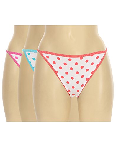 BLAZON Women's Polka Printed White Bikini Pack of 3