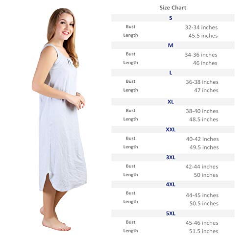 BLAZON Women's Cotton Solid Midi Slip Premium Dreams Nighty (Available Sizes: S, M, L, XL, 2XL, 3XL, 4XL, 5XL) - Blueberry Frost