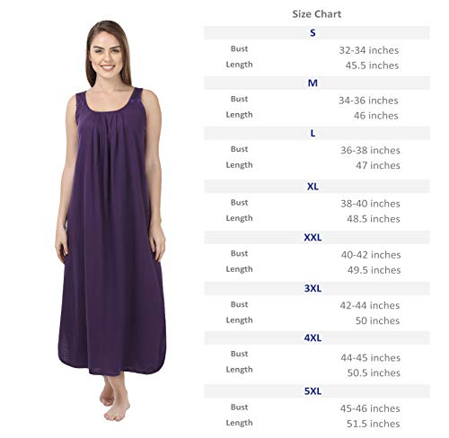 BLAZON Women's Cotton Hosiery Solid Maxi Nighty Slip (Pack of 2) Available Sizes: S, M, L, XL, 2XL, 3XL, 4XL, 5XL - Blueviolet, Peach