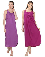 BLAZON Women's Cotton Solid Maxi Premium Dreams Nighty Slip (Pack of 2)