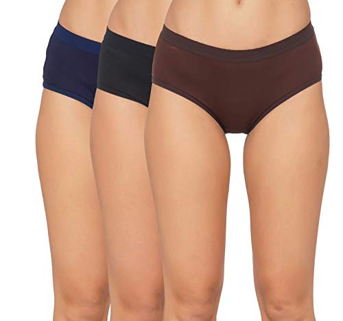 BLAZON Premium Beauty Feeling Women's Cotton Hipster Broad Elastic Panty - Black, Brown, Navy Blue