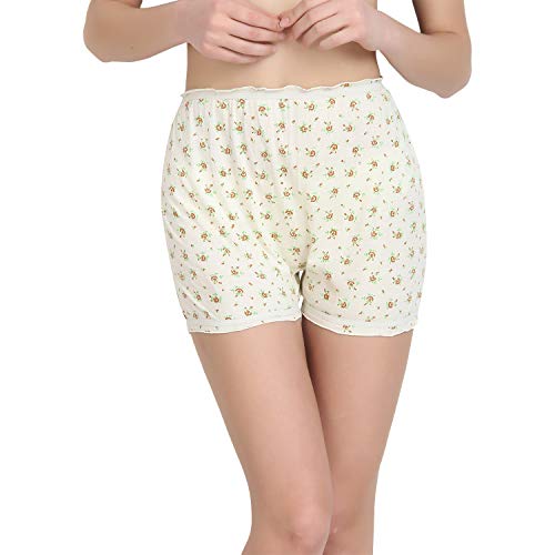 BLAZON Women's Cotton Hoisery Bloomers Floral Print Combo (Pack of 6) (Availabe Sizes: XS, S, M, L, XL, XXL, 3XL, 4XL, 5XL) - Baby Pink, Off White and Sea Green