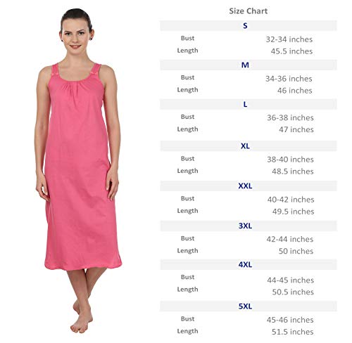 BLAZON Women's Cotton Solid Midi Slip Premium Dreams Nighty (Available Sizes: S, M, L, XL, 2XL, 3XL, 4XL, 5XL) - Dark Pink