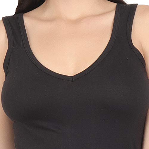 BLAZON Women's Cotton Hosiery Selfie Midi Slip Combo Pack of 2 (Available Sizes: XS, S, M, L, XL, 2XL, 3XL, 4XL, 5XL) - Black, Baby Pink