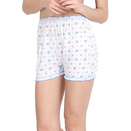 BLAZON Women's Cotton Hoisery Bloomers Floral Print Combo (Pack of 6) (Availabe Sizes: XS, S, M, L, XL, XXL, 3XL, 4XL, 5XL) - White