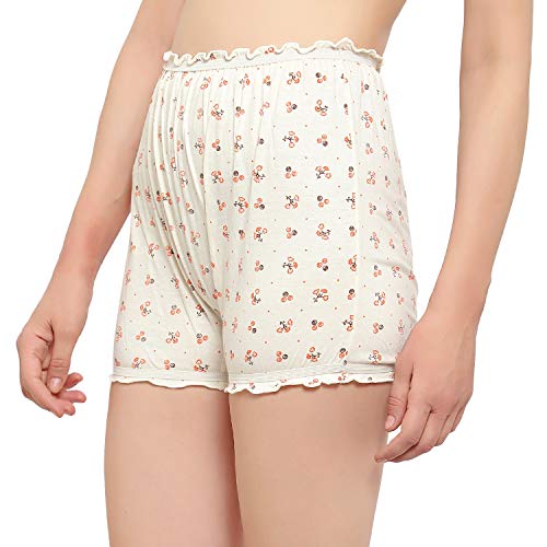 BLAZON Women's Cotton Hoisery Bloomers Floral Print Combo (Pack of 6) (Availabe Sizes: XS, S, M, L, XL, XXL, 3XL, 4XL, 5XL) - Off White, Baby Pink and Sea Green