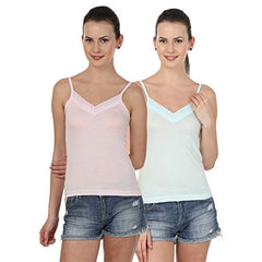 BLAZON Women's Camisole Set of 2 (Baby Pink, Sea Green)