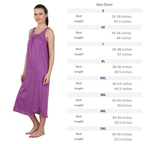 BLAZON Women's Cotton Solid Midi Slip Premium Dreams Nighty (Available Sizes: S, M, L, XL, 2XL, 3XL, 4XL, 5XL) - Purple