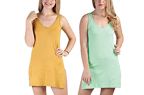 BLAZON Women's Cotton Hosiery Selfie Midi Slip Combo Pack of 2 (Available Sizes: XS, S, M, L, XL, 2XL, 3XL, 4XL, 5XL) - Whiskey, Pista