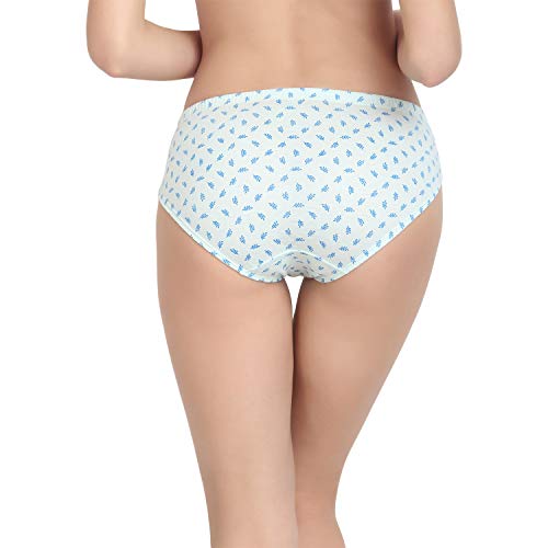 BLAZON Women's Mid Rise Hipster Soft Skin (Inner-Elastic) Panty | Printed | Combo Pack of 3 | Colour Base | Available Sizes: S, M, L, XL, 2XL, 3XL, 4XL, 5XL - BERGAMOT (Off White, Sea Green, Baby Pink)