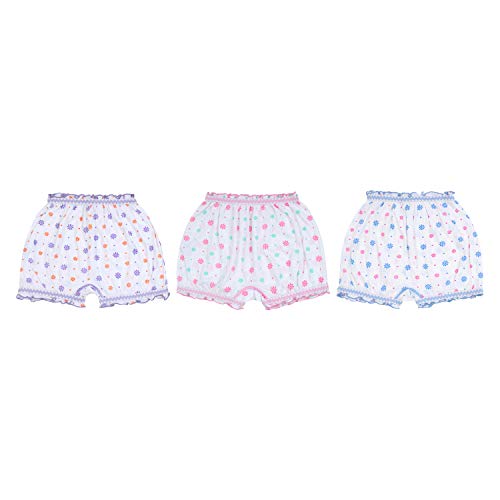 BLAZON Toddlers/Kids/Baby Girls Cotton Hosiery Bloomer Shorts Combo Pack of 3 White Printed (Availabe Sizes: 45cm, 50cm, 55cm, 60cm, 65cm, 70cm, 75cm)