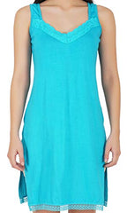 BLAZON Women's Cotton Hosiery Fairy Full Slip (Available Sizes: S, M, L, XL, 2XL, 3XL, 4XL, 5XL) - Teal Blue