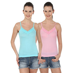 BLAZON Women's Camisole Set of 2 (Dark Pink, Turquoise)